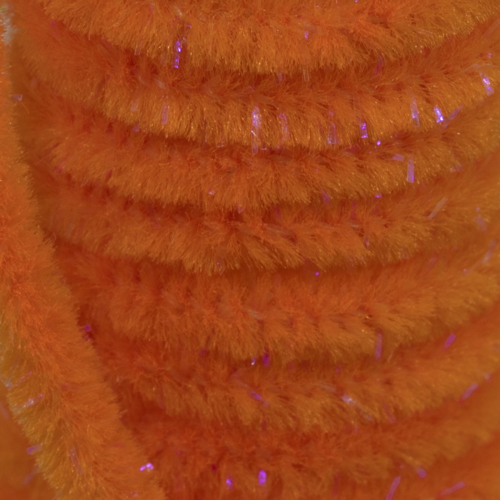 Semperfli Sparkle Worm Chenille Fluorescent Orange Fly Tying Materials (Product Length 2.18 Yds / 2m)